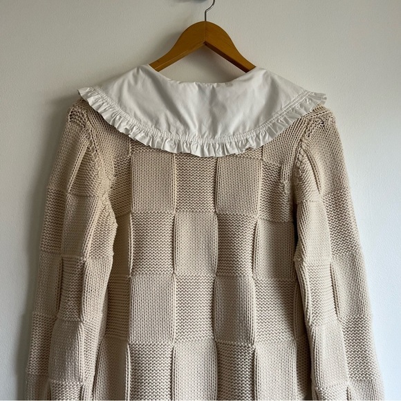 Ganni Smiley Poplin Collar Cardigan in Brazilian Sand - Picture 13 of 16